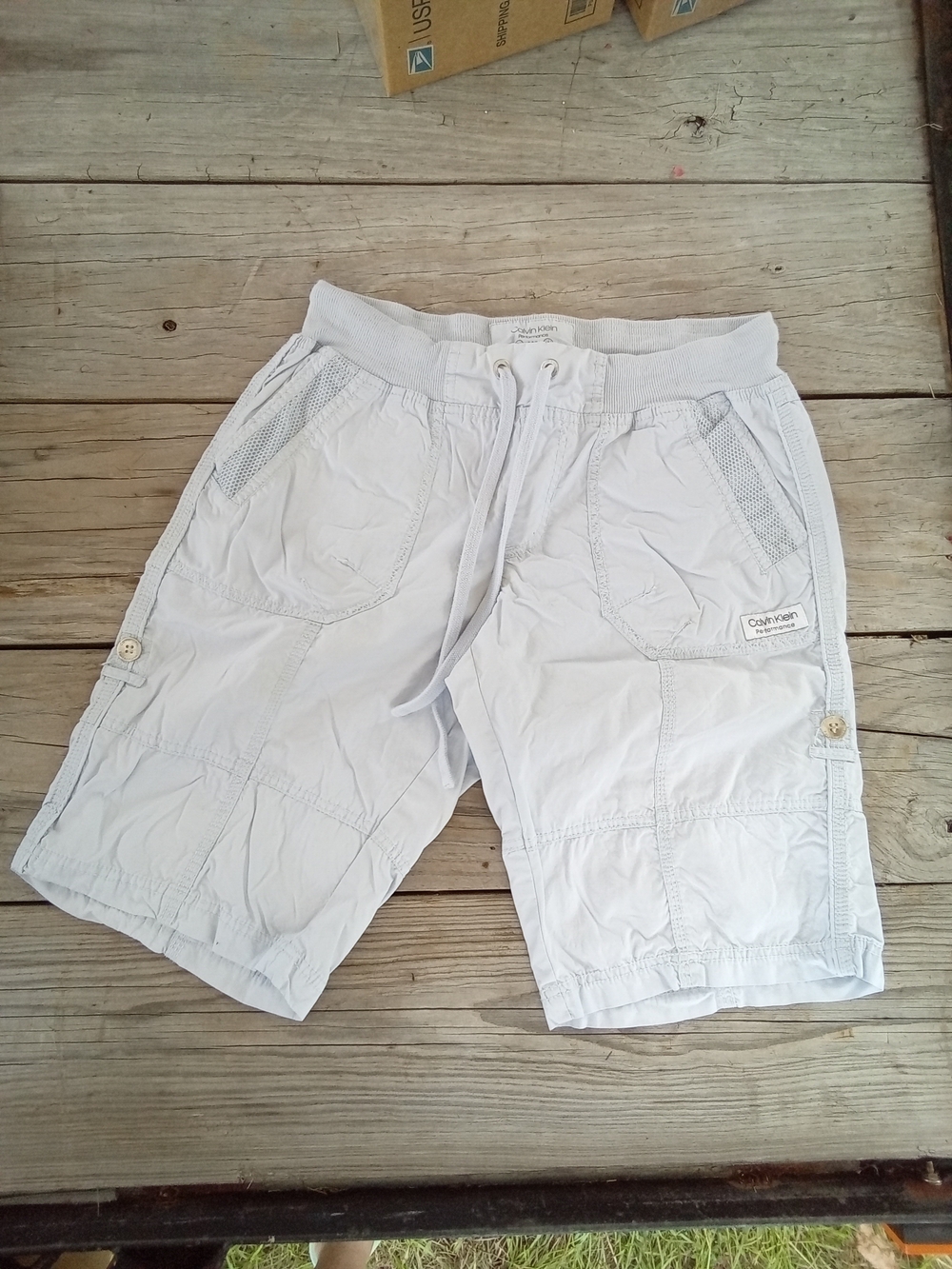 Calvin Klein Performance Gray Dry Cargo Pull On Utility Shorts Size S